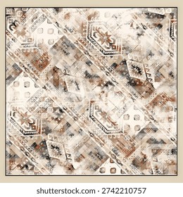 digital silk scarf design with seamless textile pattern
