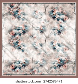 digital silk scarf design with seamless textile pattern