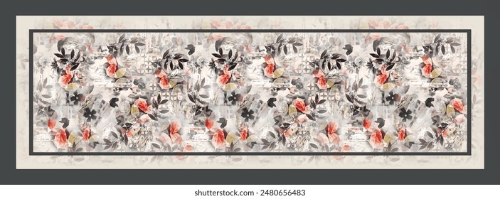 digital silk scarf textile pattern design