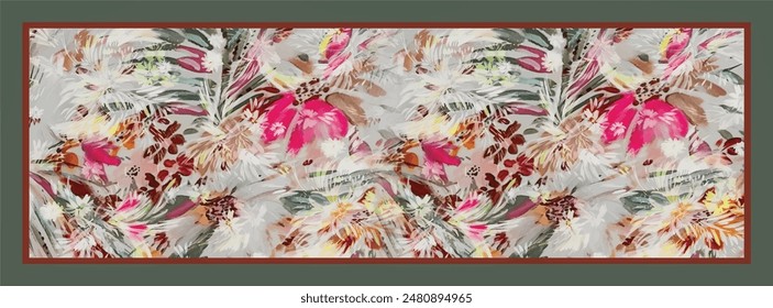 digital silk scarf textile pattern design