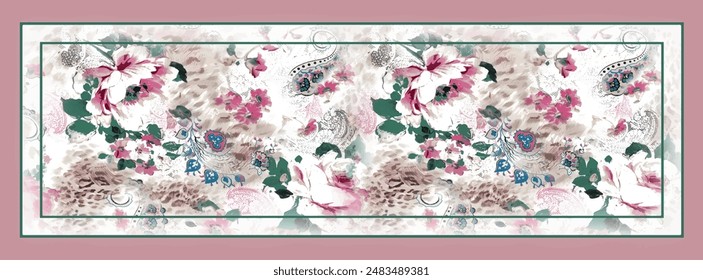 digital silk scarf textile pattern design