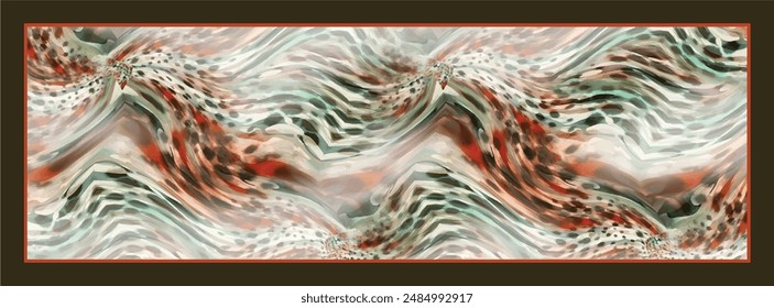 diseño de patrón textil de bufanda de seda digital