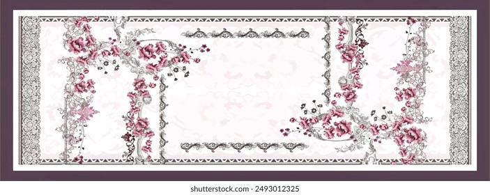 diseño de patrón textil de bufanda de seda digital