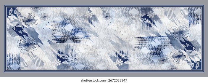 Diseño de patrón textil de bufanda de seda digital