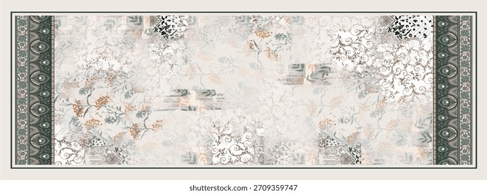 design de padrão têxtil de lenço de seda digital