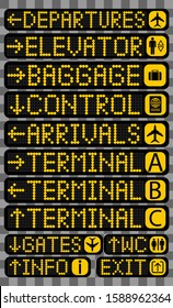 Digital sings, airport, led display font.