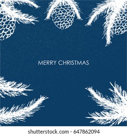digital sketch of christmas with pines background