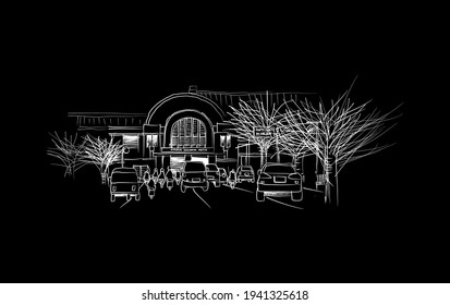  Digital Sketch of Jakarta Kota Station. It is a large class type A train station located in the Kota Tua area, Jakarta. Designed by architect Frans Johan Louwrens Ghijsels, it was inaugurated in 1870