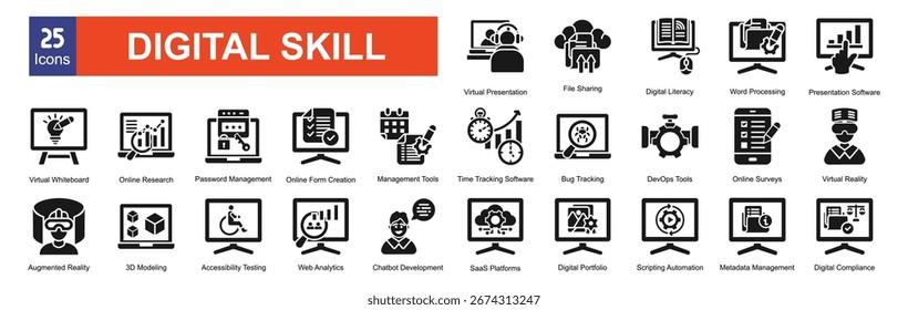  Digital skill glyph   icon sets collections
