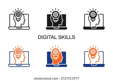 Icono de habilidades digitales Multi Style Ilustración vectorial