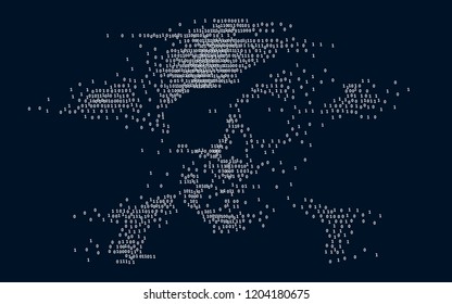 Digital skull and crossbones on binary code. Eps8. RGB. Global color