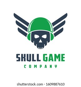 Digital skull game logo design
