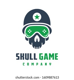 Digital skull game logo design