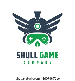 Digital skull game logo design
