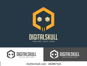 Digital Skull Logo Vector Design Template 