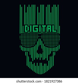 Digital skull, vintage design t shirts
