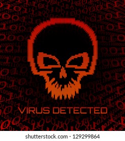 Digital skull virus on black background