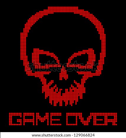 Digital skull virus on black background