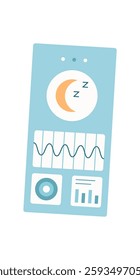 Digital sleep app on smartphone. User interacts with the phone application for sleep tracking. Touching the screen to access features supporting healthy Concept of modern technology in personal