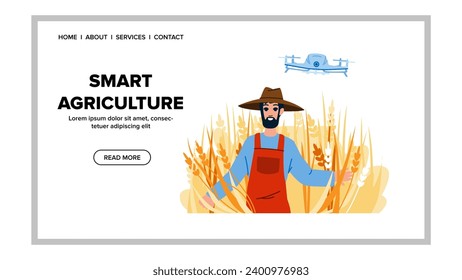 vector de agricultura inteligente digital. alimentación agrícola, industria agrícola, innovación Internet inteligente digital web web web de agricultura plana ilustración de dibujos animados