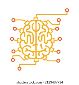 digital smart and conceptual brain. intelligence and genius head. Flat vector design. 