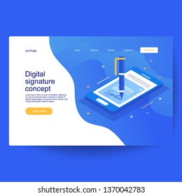 Digital Smart Contract Isometric Composition Or Electronic Digital Signature Concept. Paper Receipt Of Payment, Verified