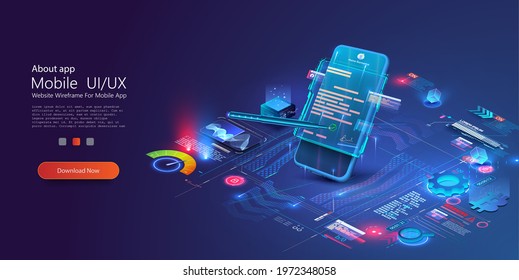 Digital smart contract, isometric icon concept of electronic signature, blockchain technology crypto. Online e-contract document. Can use for web banner. Vector illustration
