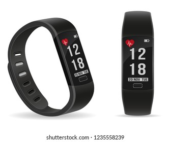 digital smart fitness watch bracelet with touchscreen stock vector illustration isolated on white background