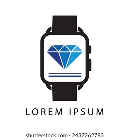 Logo Digital Smart Watch, Diseño de iconos Vectores de stock - Ilustraciones de logotipo. Propiedad Smart Watch Logo, Icono Diseño Vectores Premium.  Elemento gráfico del vector del reloj de pulsera. diseño del logotipo del reloj de los hombres.