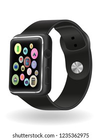 digital smart watch with touchscreen stock vector illustration isolated on white background