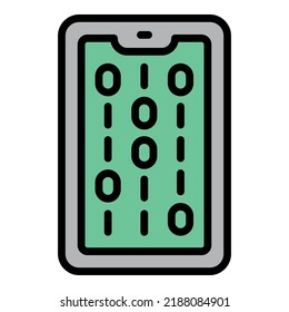 Digital smartphone icon outline vector. Computer fraud. Code virus