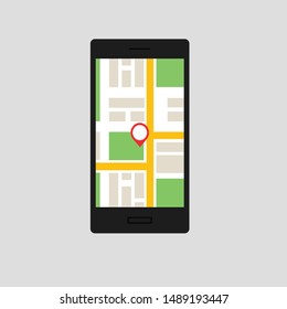digital smartphone with map & marker