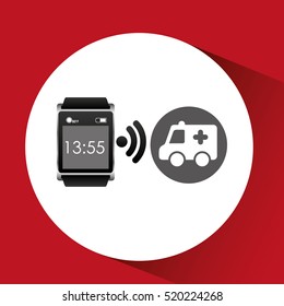 digital smartwatch healthy ambulance vector illustration eps 10