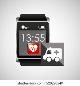 digital smartwatch healthy ambulance vector illustration eps 10