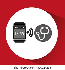 digital smartwatch healthy stethoscope vector illustration eps 10