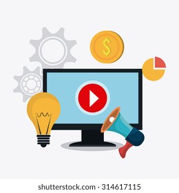 Digital and social marketing strategies, vector illustration eps 10