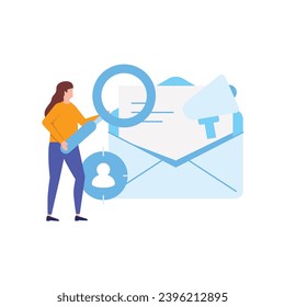 Digital and Social Media Marketing Strategies, Business promotion on the Internet for a web page, advertising, calling through a shout, online alerting. Flat style vector illustration for web page