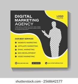 Digital social media posts and services design template