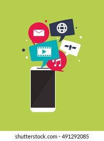 digital social network communication related icons image