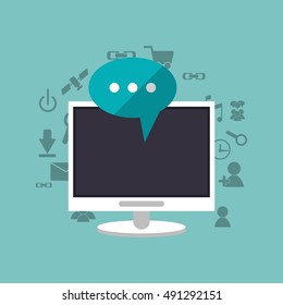 digital social network communication related icons image