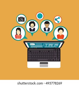 digital social network communication related icons image