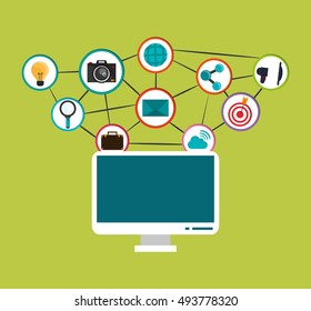 digital social network communication related icons image
