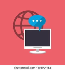 digital social network communication related icons image
