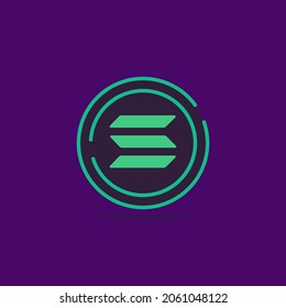 Digital sol coin. Vector illustration of solana crypto currency logo icon. minimalist flat vector eps 10