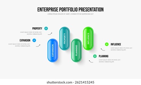 Digital Solution Frame Design Vector Illustration. Investor Plan 4 Element Infographic Slideshow Template. Modern Forecast Four Option Diagram Slide Layout.