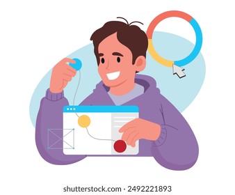 Análisis y planificación empresarial de soluciones digitales. Estilo plano moderno. Ilustración vectorial.