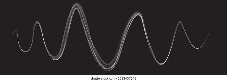 Equalizador de som digital . Sinal de frequência de sinal de áudio . Forma ondulada linear de fluido de fluxo abstrato . Linhas de volume acústico .Padrão de linhas curvas . Onda sonora de música . Ilustração vetorial