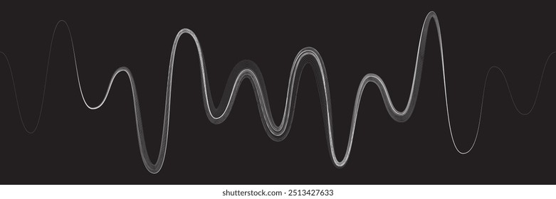 Ecualizador de sonido digital . Señal de frecuencia de la señal de audio. Forma ondulada de fluido lineal de flujo Abstractas . Líneas de volumen Acústica. Patrón de líneas curvas. Onda de sonido de música . Ilustración vectorial