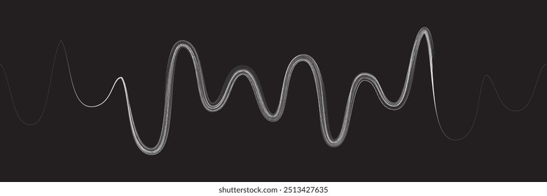Equalizador de som digital . Sinal de frequência de sinal de áudio . Forma ondulada linear de fluido de fluxo abstrato . Linhas de volume acústico .Padrão de linhas curvas . Onda sonora de música . Ilustração vetorial