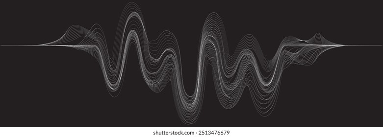  Digital sound equalizer . Audio signal frequency signal . Abstract flow linear fluid wavy shape . Acoustic volume lines .Curved lines pattern . Music sound wave . Vector illustration